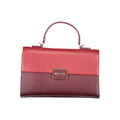 Mario Valentino Rosso polyurethane women's bag with sleek design and silver hardware, featuring a top handle and adjustable shoulder strap.