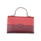 Mario Valentino Rosso polyurethane women's bag with sleek design and silver hardware, featuring a top handle and adjustable shoulder strap.