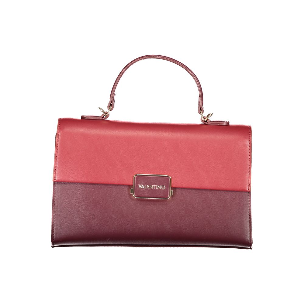 Mario Valentino Rosso polyurethane women's bag with sleek design and silver hardware, featuring a top handle and adjustable shoulder strap.