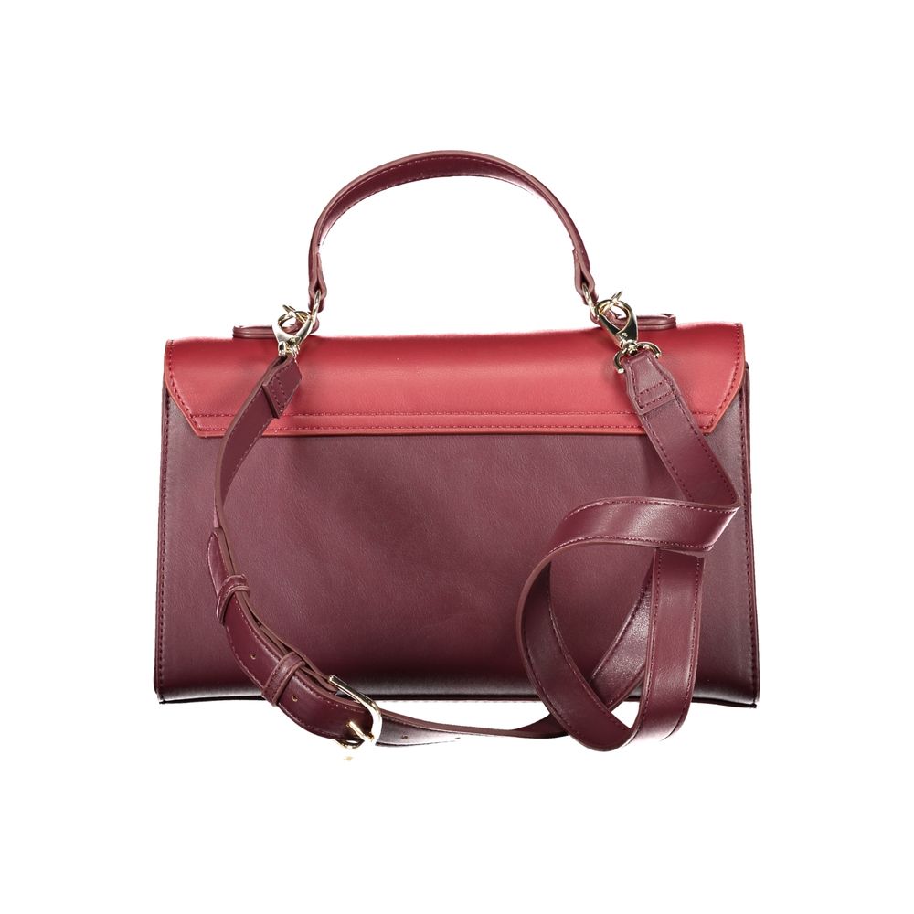 Mario Valentino Rosso polyurethane women's bag with sleek design and top handle, featuring a vibrant red color and elegant style.