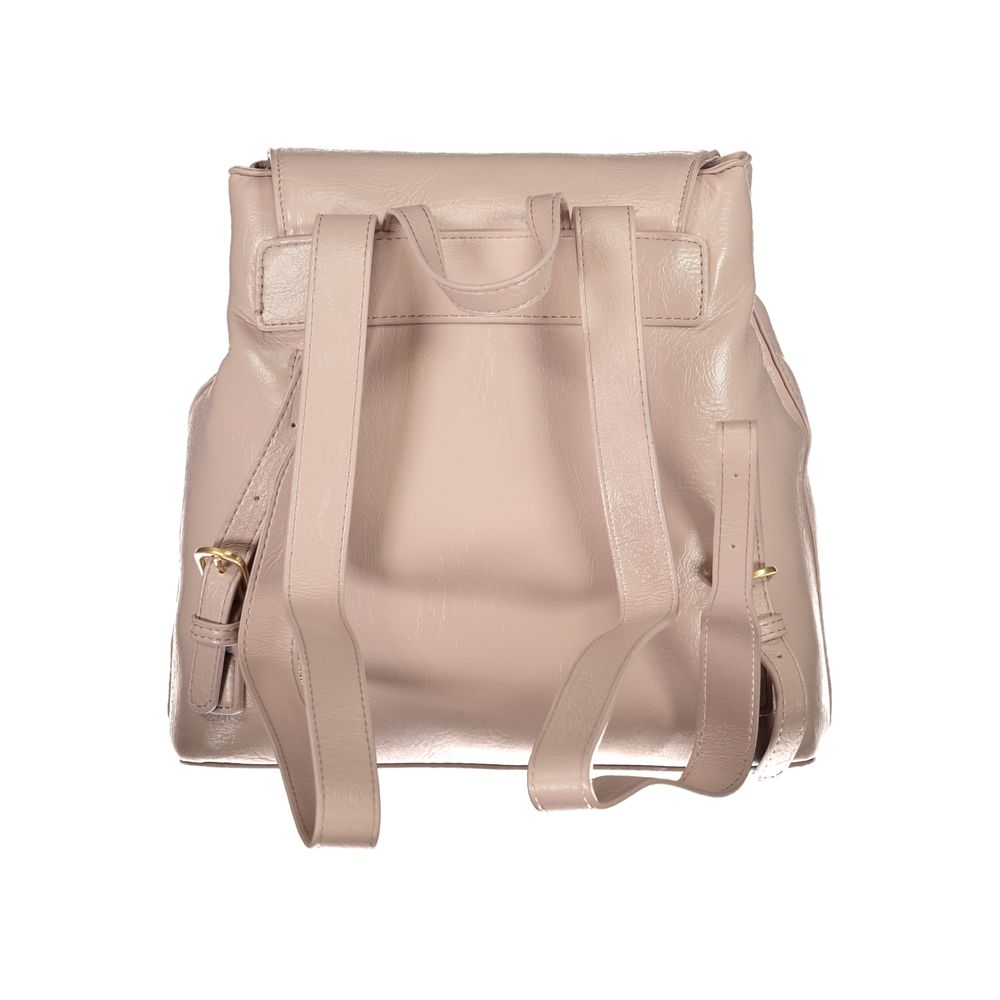 Mario Valentino Rosa polyurethane women's backpack with adjustable straps, featuring a sleek design and spacious interior.