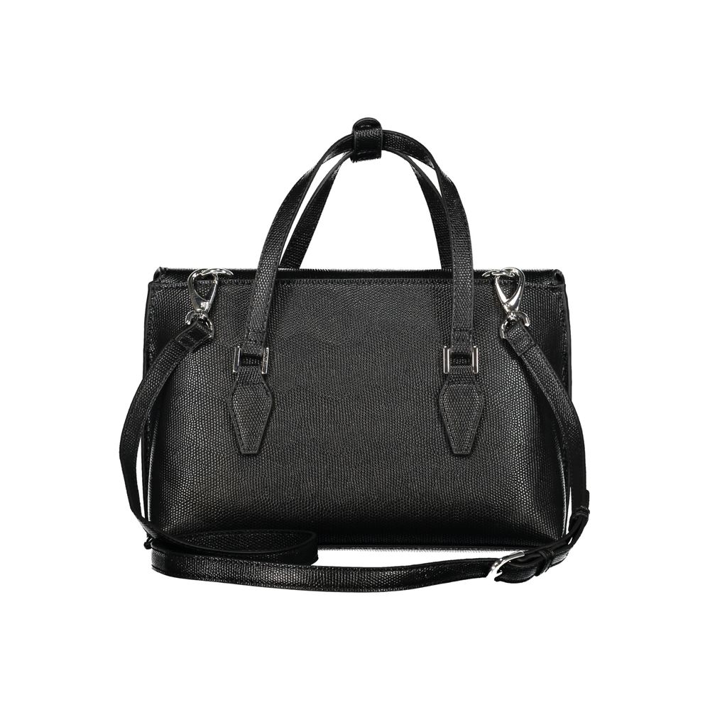Black Mario Valentino Donna Poliuretano bag with sleek design and silver hardware, featuring a structured shape and top handle.