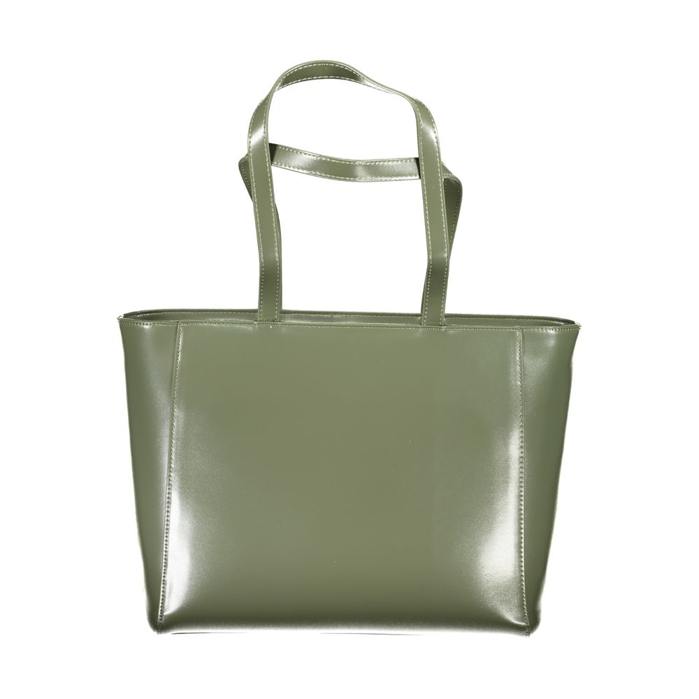 Mario Valentino Verde polyurethane women's bag with sleek design and top zipper closure.