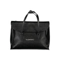 Black polyurethane women's bag by Mario Valentino with sleek design and top handle, featuring gold-tone hardware accents.