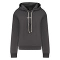 Black cotton women's sweatshirt by Guess Jeans featuring a casual fit and classic design, displayed on a hanger.