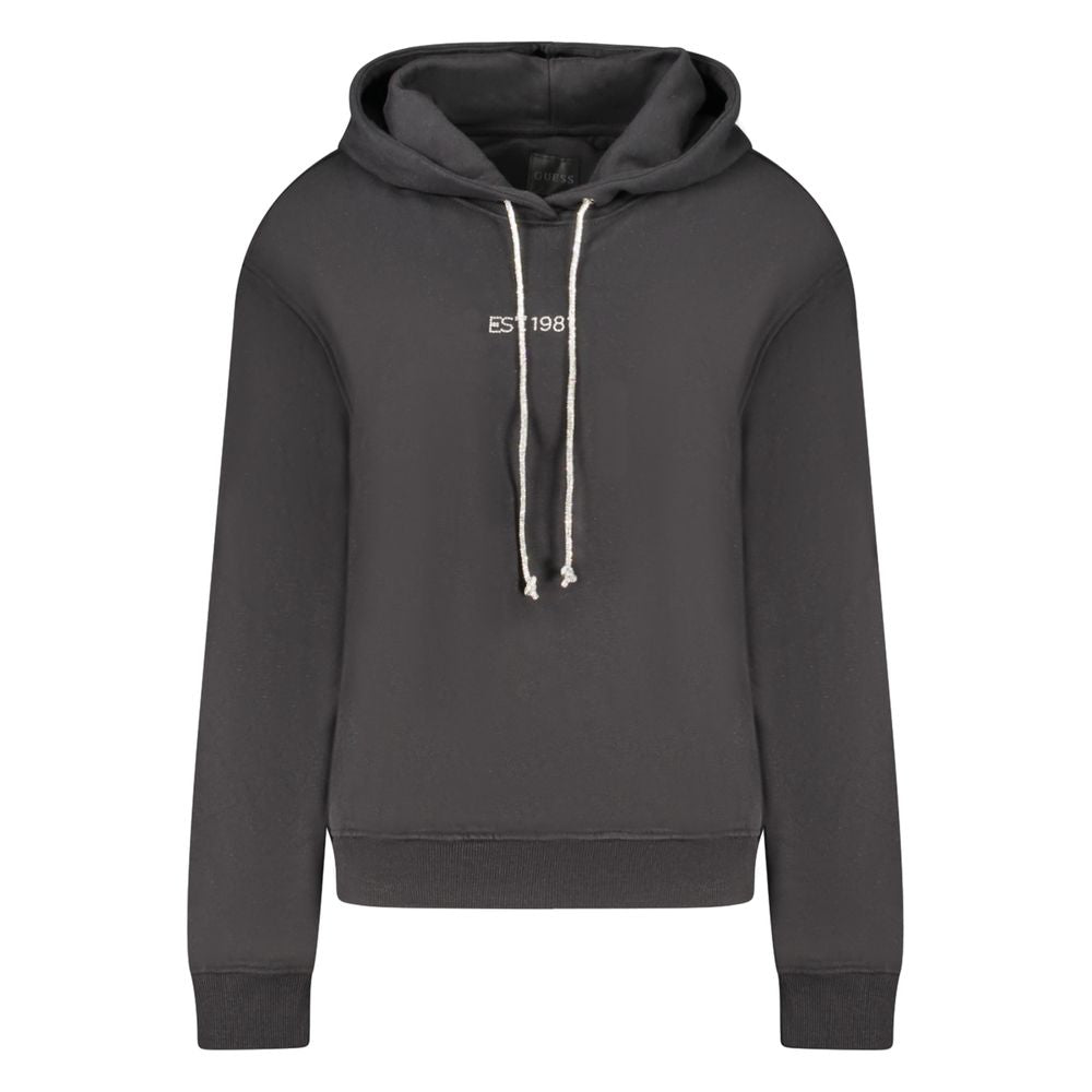 Black cotton women's sweatshirt from Guess Jeans with a relaxed fit and casual style, featuring the Guess logo on the front.
