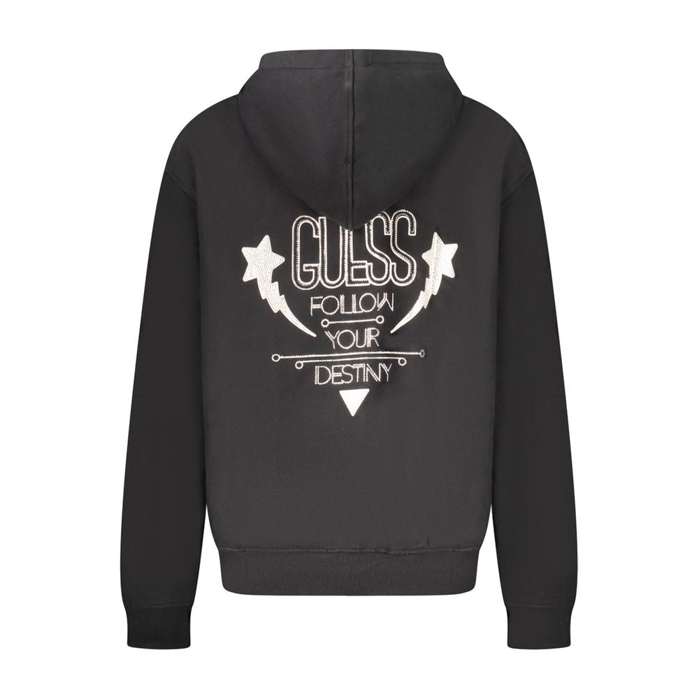 Black cotton Guess Jeans women's sweatshirt featuring a relaxed fit and classic crew neckline.