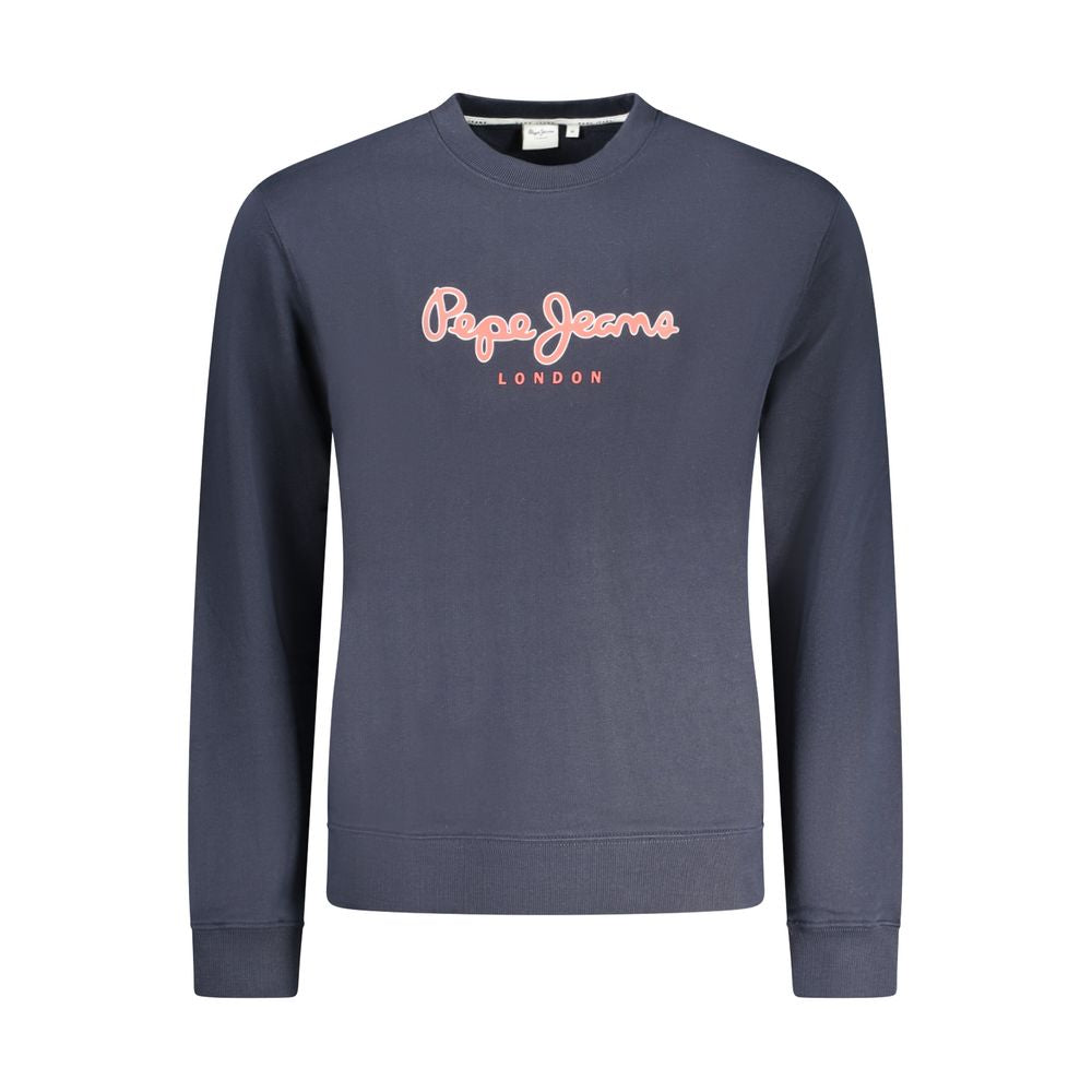 Pepe Jeans blue cotton men's sweatshirt with round neckline and long sleeves, casual style, shown on a plain background.