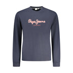 Pepe Jeans blue cotton men's sweatshirt with round neckline and long sleeves, casual style, shown on a plain background.