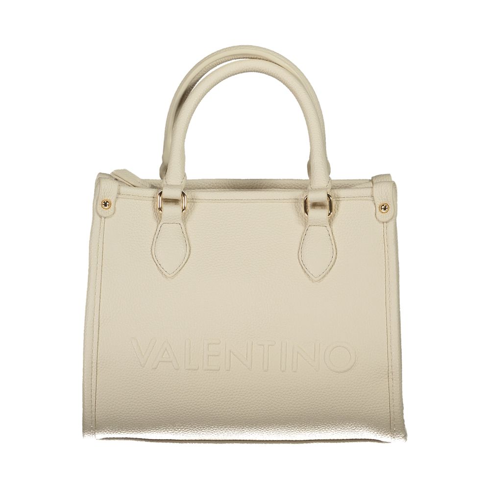Mario Valentino beige polyurethane women's bag with top handles and sleek design, perfect for casual or elegant outfits.