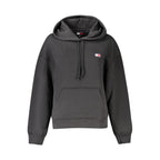 Black cotton women's sweatshirt by Tommy Hilfiger, featuring a casual fit and classic logo detail.