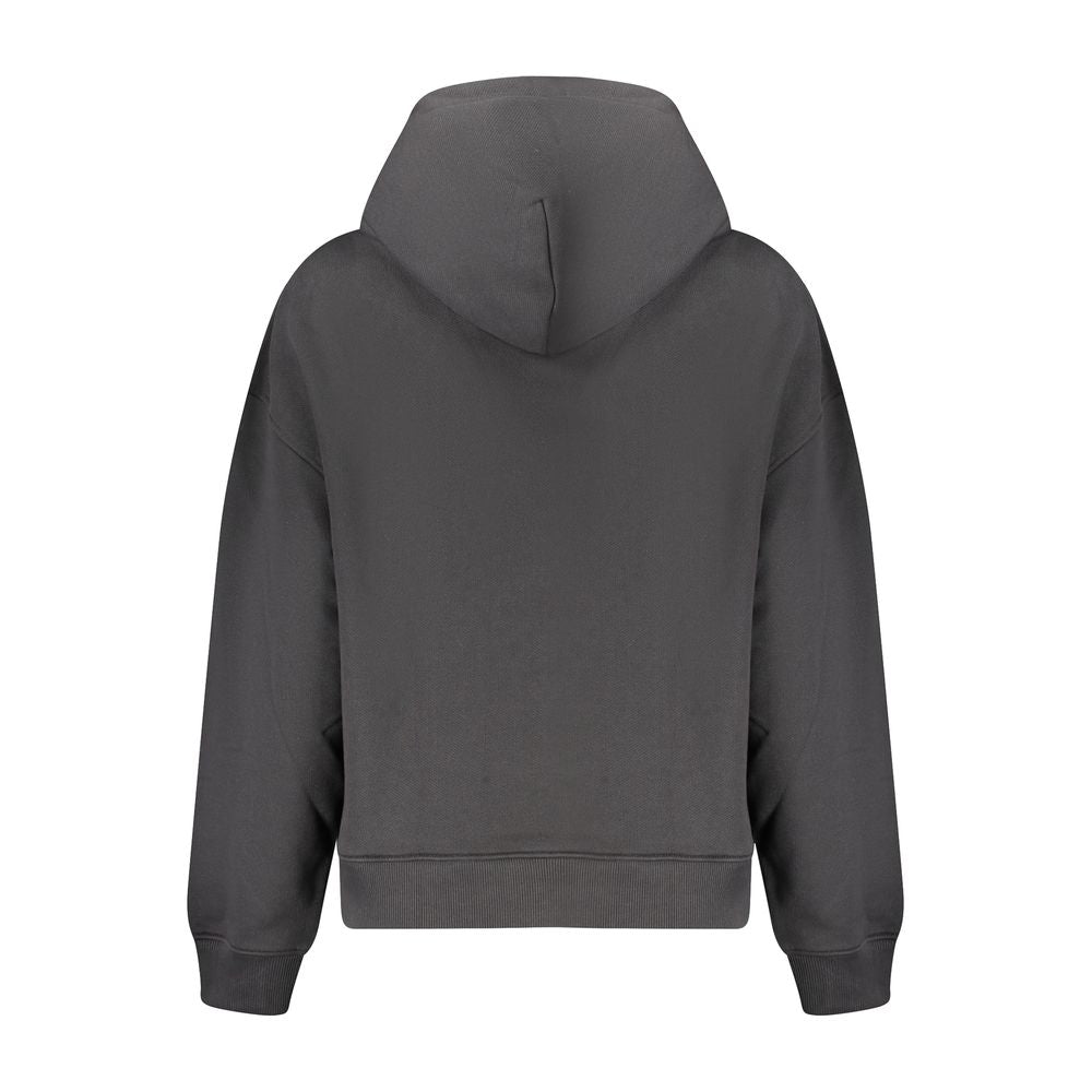 Black cotton women's sweatshirt by Tommy Hilfiger with a classic logo and comfortable fit, displayed on a plain background.