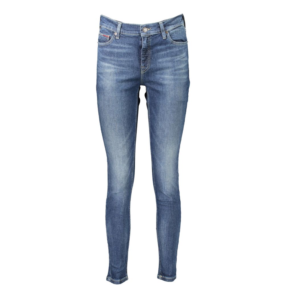 Tommy Hilfiger Nero cotton women's leggings displayed on a model, featuring a fitted silhouette and classic black color.