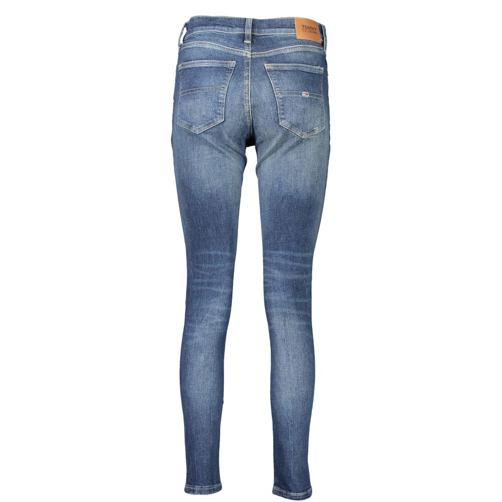 Tommy Hilfiger Nero cotton women's leggings showing a close-up of the black fabric and waistband with logo detail.