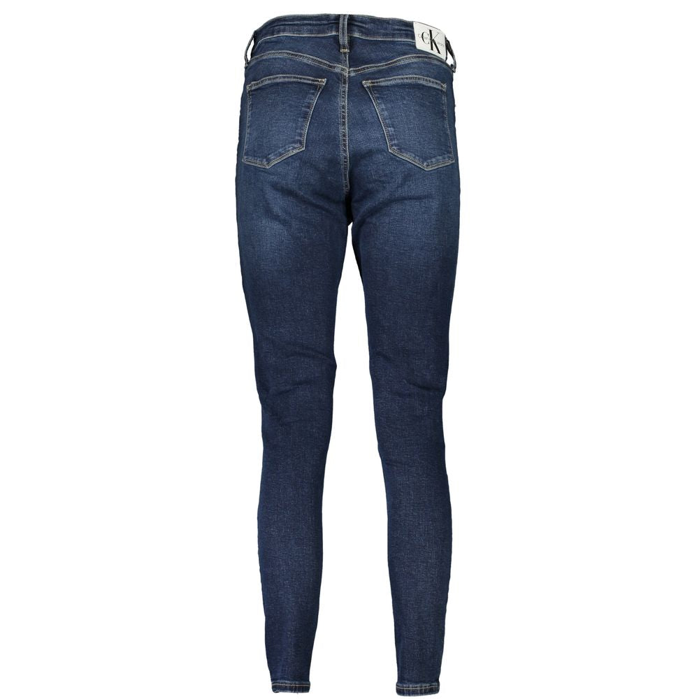 Calvin Klein Blu cotton women's jeans with classic straight-leg fit and five-pocket design, displayed on a neutral background.