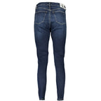 Calvin Klein Blu cotton women's jeans with classic straight-leg fit and five-pocket design, displayed on a neutral background.