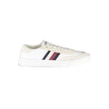 Tommy Hilfiger white leather men's sneaker with classic design, featuring laces and a logo on the side.