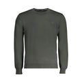 Harmont & Blaine green wool men's sweater with ribbed cuffs and neckline, cozy knit fabric, and classic style.