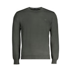 Harmont & Blaine green wool men's sweater with ribbed cuffs and neckline, cozy knit fabric, and classic style.