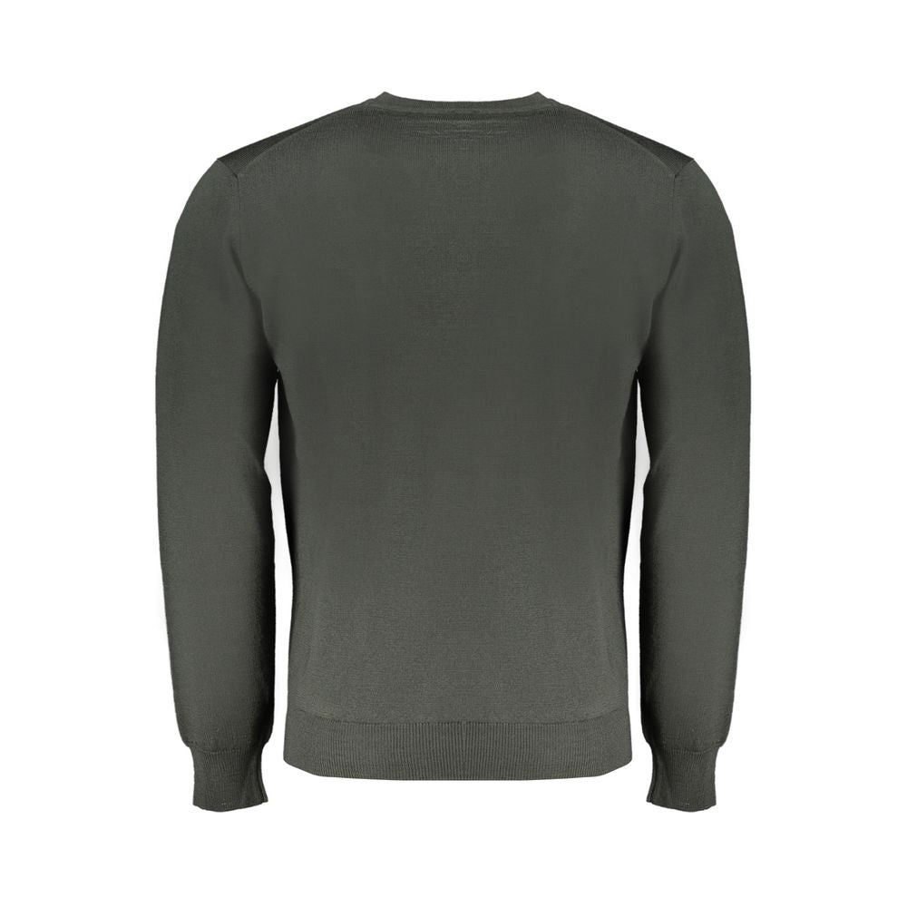 Harmont & Blaine men's green wool sweater with ribbed cuffs and neckline, stylish and warm for casual wear.