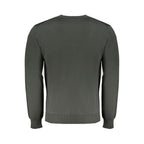 Harmont & Blaine men's green wool sweater with ribbed cuffs and neckline, stylish and warm for casual wear.
