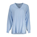 Guess Jeans women's blue acrylic sweater with a cozy, fitted design featuring a round neckline and long sleeves.