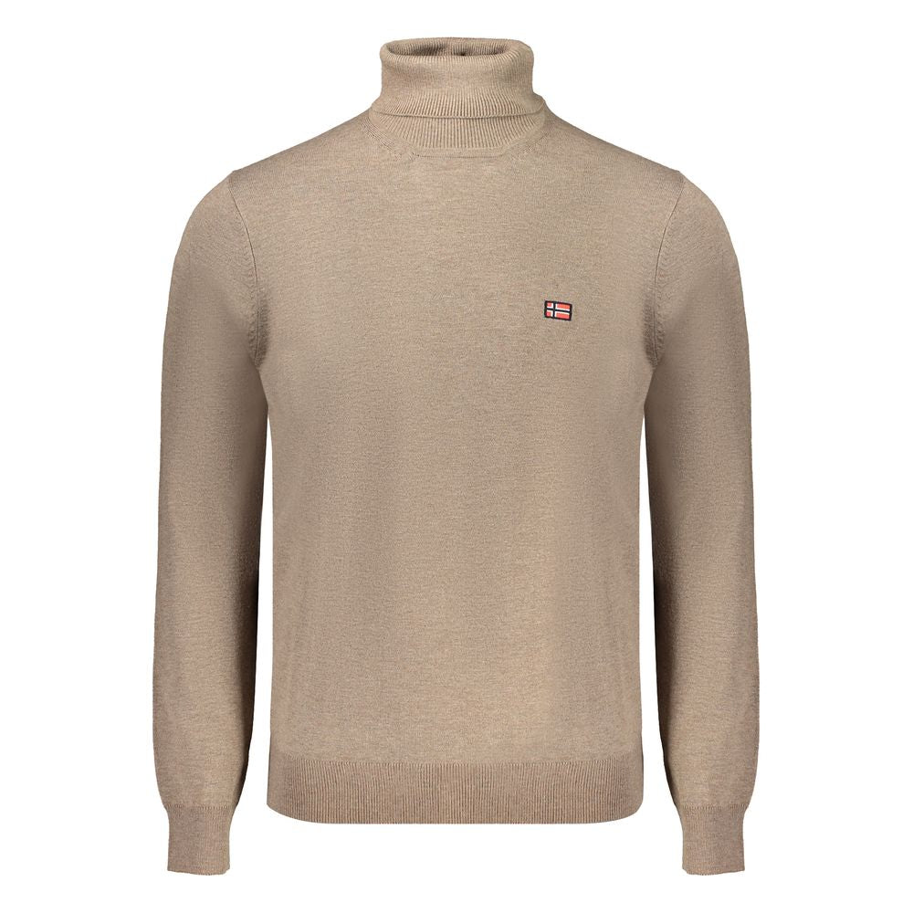 Norway 1963 Marrone Poliammide men's sweater featuring a cozy knit design and ribbed collar in brown color.