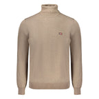 Norway 1963 Marrone Poliammide men's sweater featuring a cozy knit design and ribbed collar in brown color.