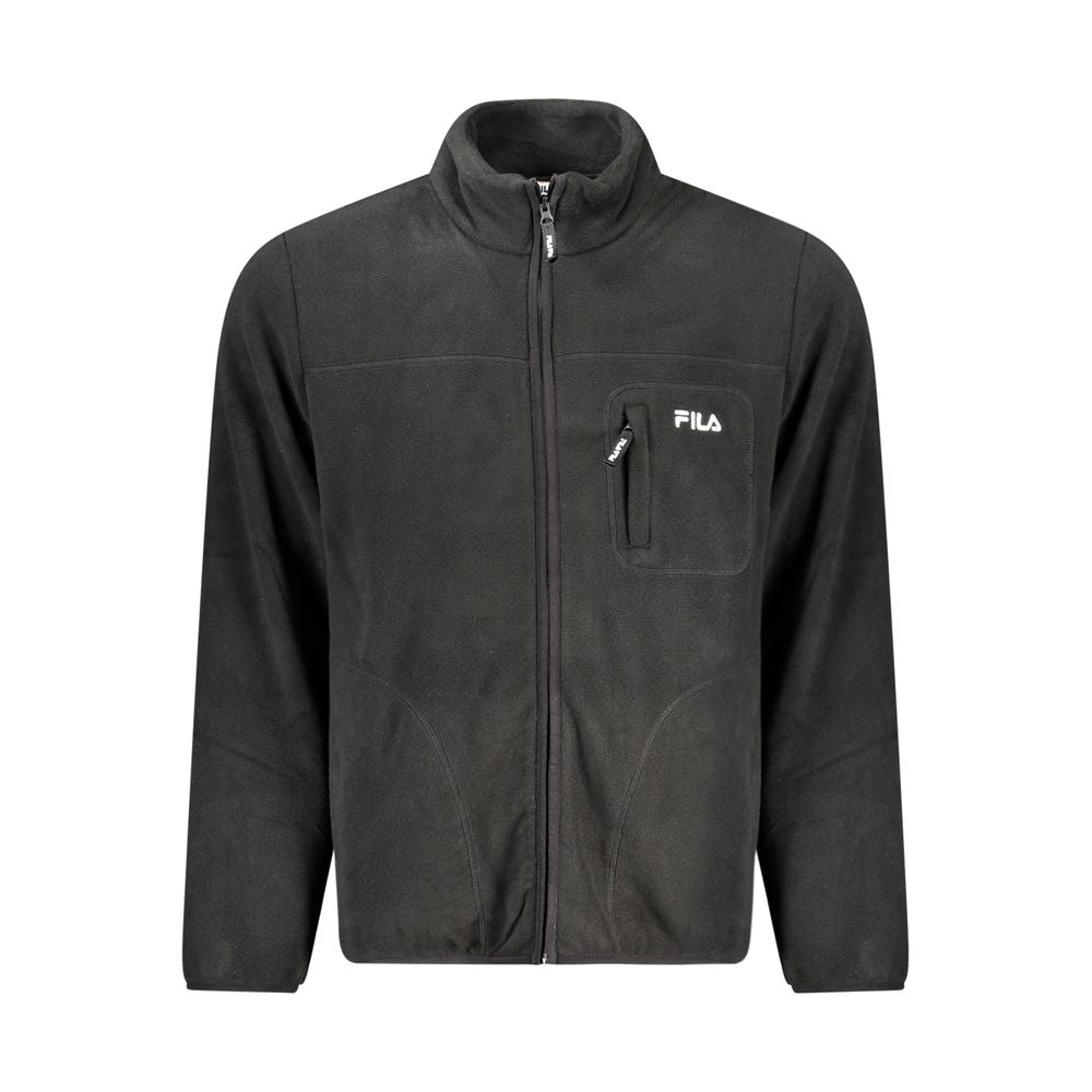 Fila Nero men's polyester jacket, black lightweight outerwear with zip closure and adjustable hood, designed for casual wear.