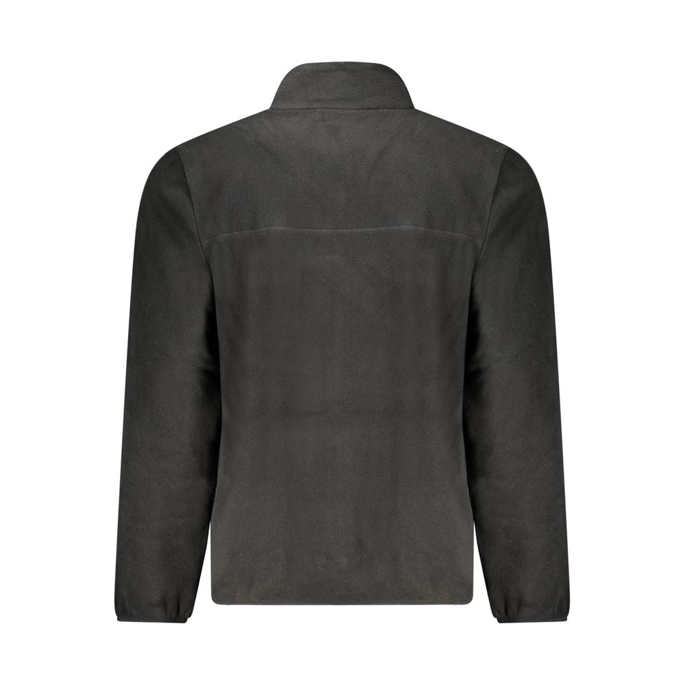 Fila Nero polyester men's jacket displayed on a hanger, showcasing its sleek black design and lightweight fabric.