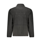 Fila Nero polyester men's jacket displayed on a hanger, showcasing its sleek black design and lightweight fabric.