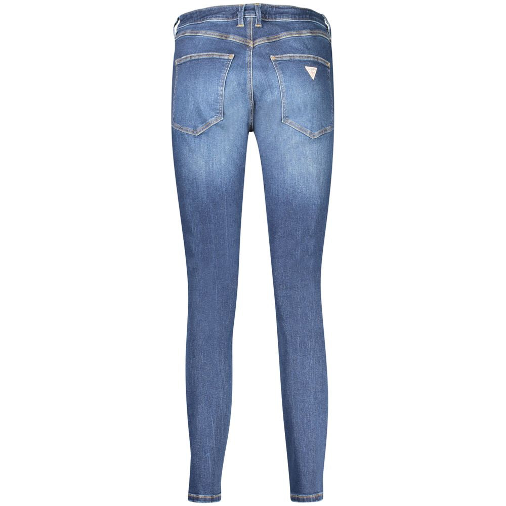 Guess Jeans Blu cotton women's jeans, slim fit with classic five-pocket design, on a neutral background.
