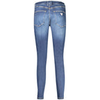 Guess Jeans Blu cotton women's jeans, slim fit with classic five-pocket design, on a neutral background.