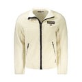 Napapijri Bianco men's polyester jacket with a sleek design, featuring a high collar and zip closure for outdoor wear.