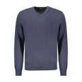 Hugo Boss men's long-sleeved T-shirt in blue cotton, featuring a crew neck and slim fit style.