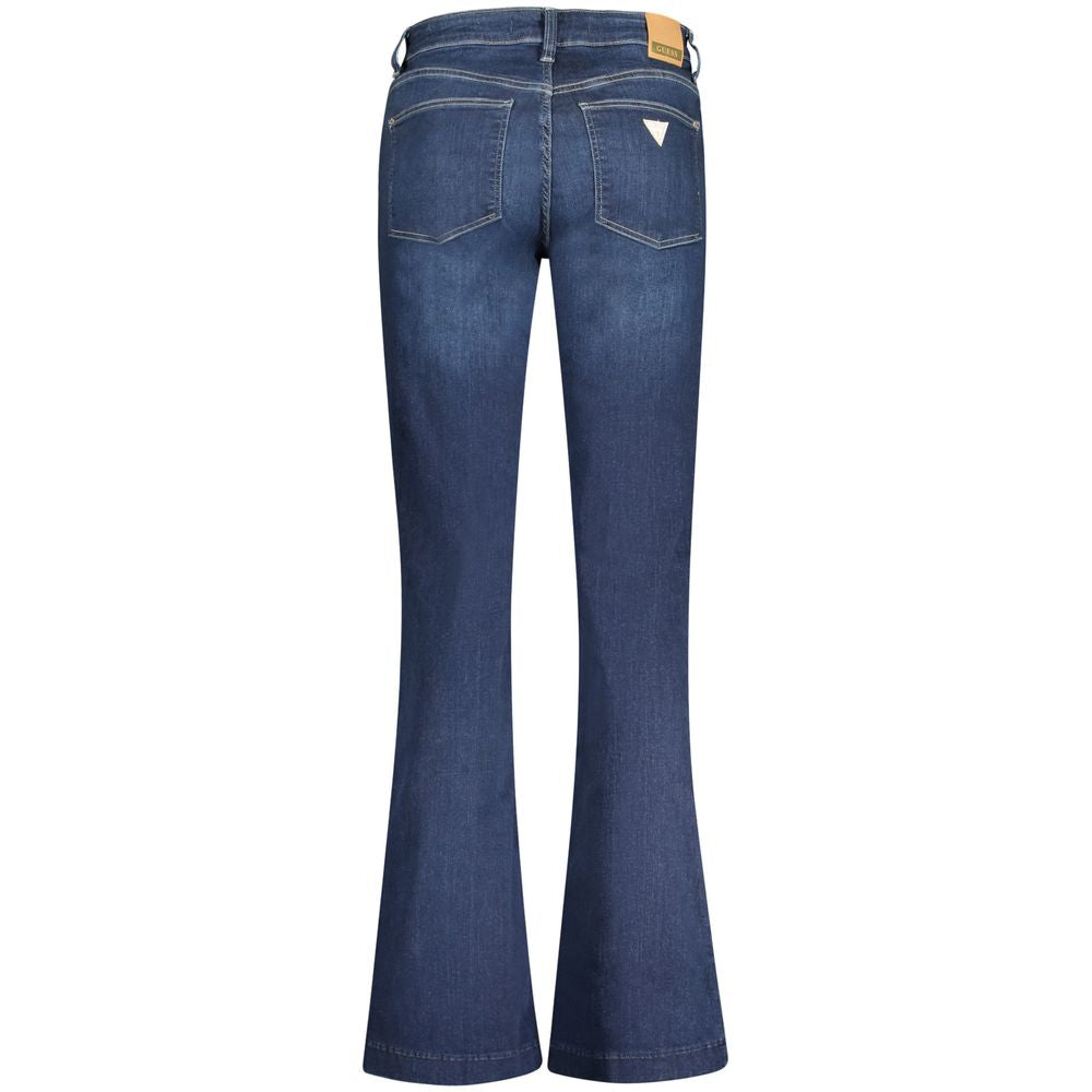 Guess Jeans women's blue recycled cotton jeans, showcasing classic fit and denim texture.