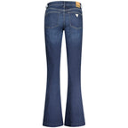 Guess Jeans women's blue recycled cotton jeans, showcasing classic fit and denim texture.
