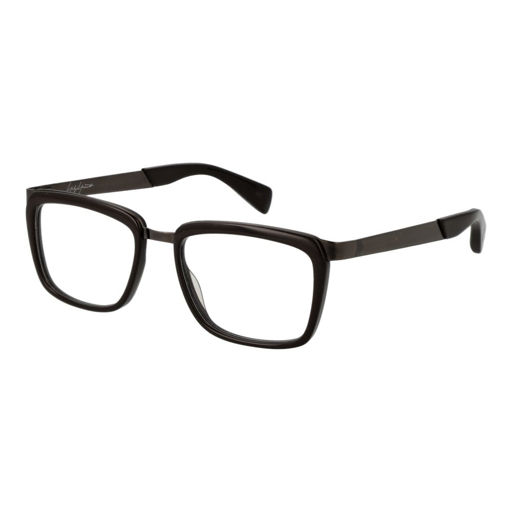 Yohji Yamamoto brown acetate glasses frames with clear lenses, stylish and modern eyewear for sophisticated look.