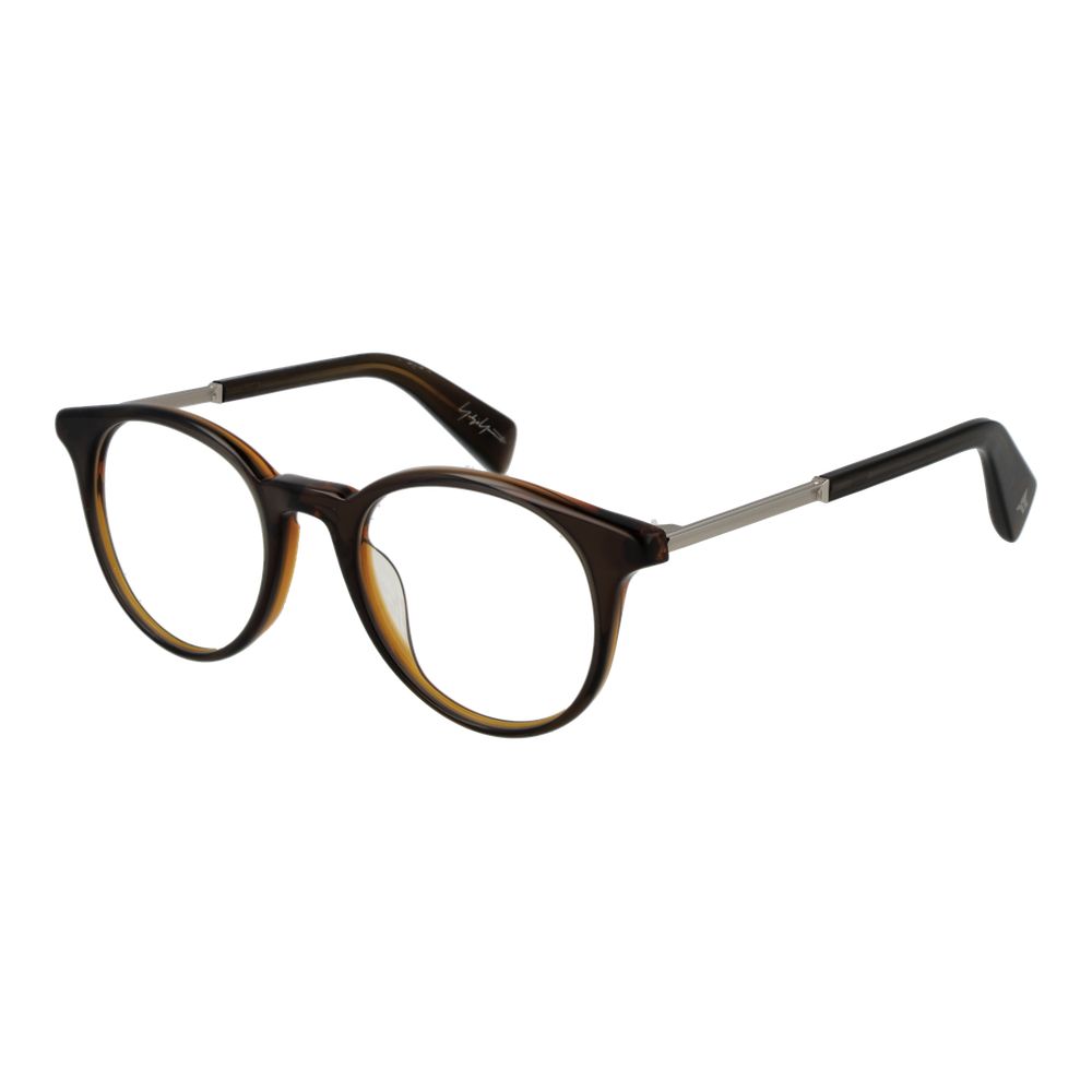 Yohji Yamamoto brown plastic glasses frames with sleek design and clear lenses, stylish eyewear for modern fashion.
