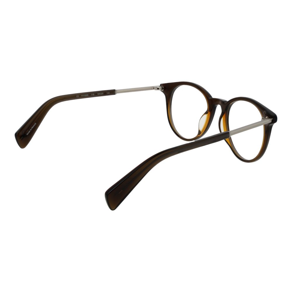 Yohji Yamamoto brown plastic glasses frames with sleek, modern design and rounded shape, stylish eyewear for everyday wear.