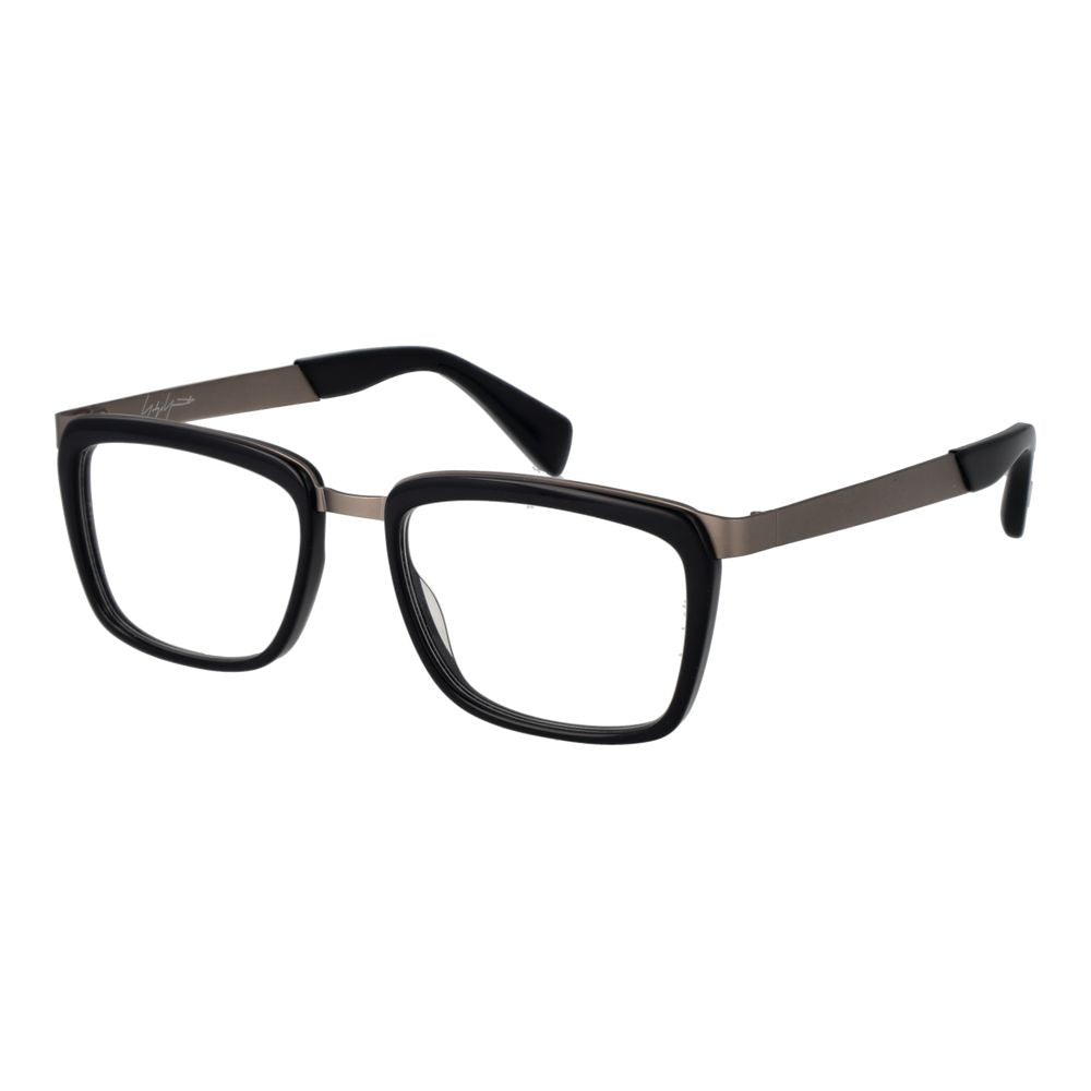 Yohji Yamamoto black acetate glasses frames with sleek, modern design and rectangular shape for stylish eyewear.