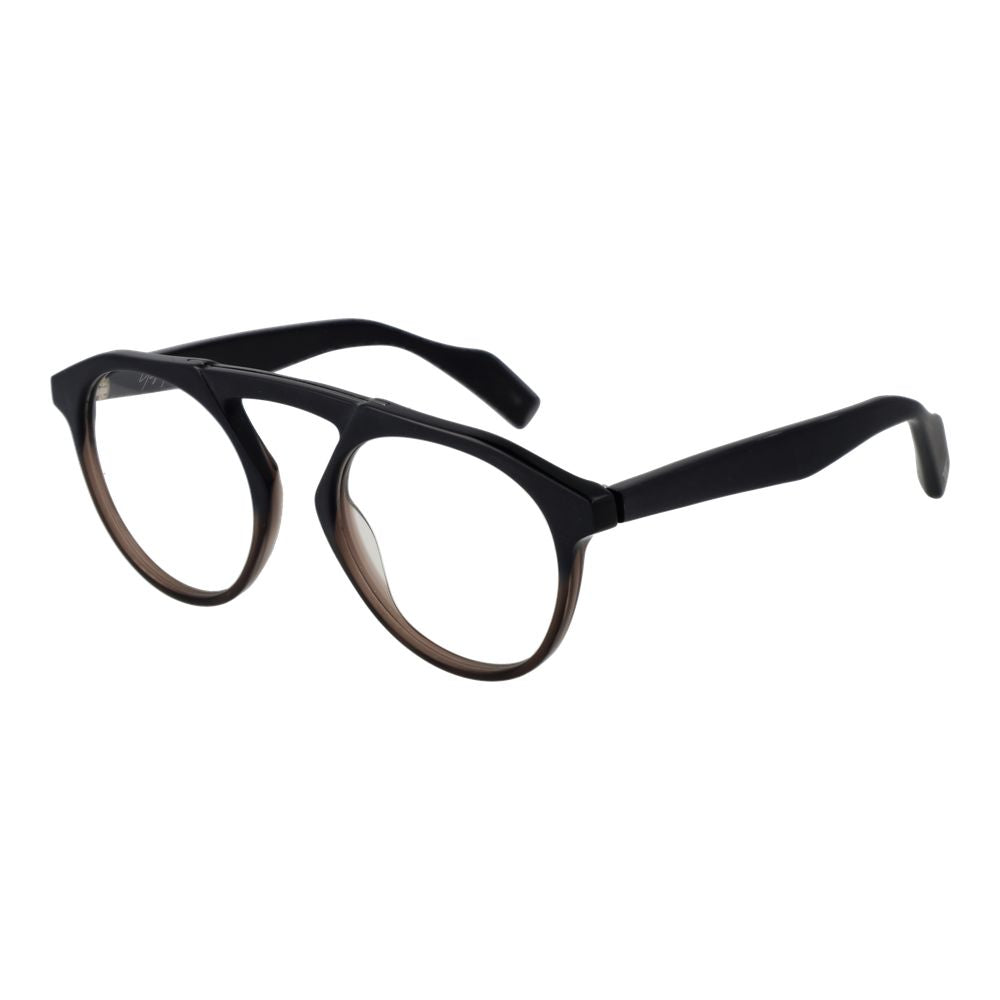 Yohji Yamamoto black plastic glasses frames with a sleek, modern design perfect for stylish eyewear.