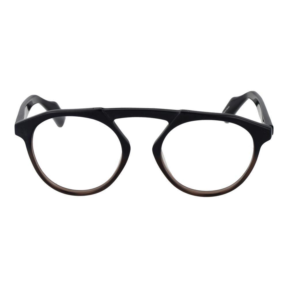 Yohji Yamamoto black plastic glasses frames with sleek, modern design and clear lenses, stylish accessory for everyday wear.