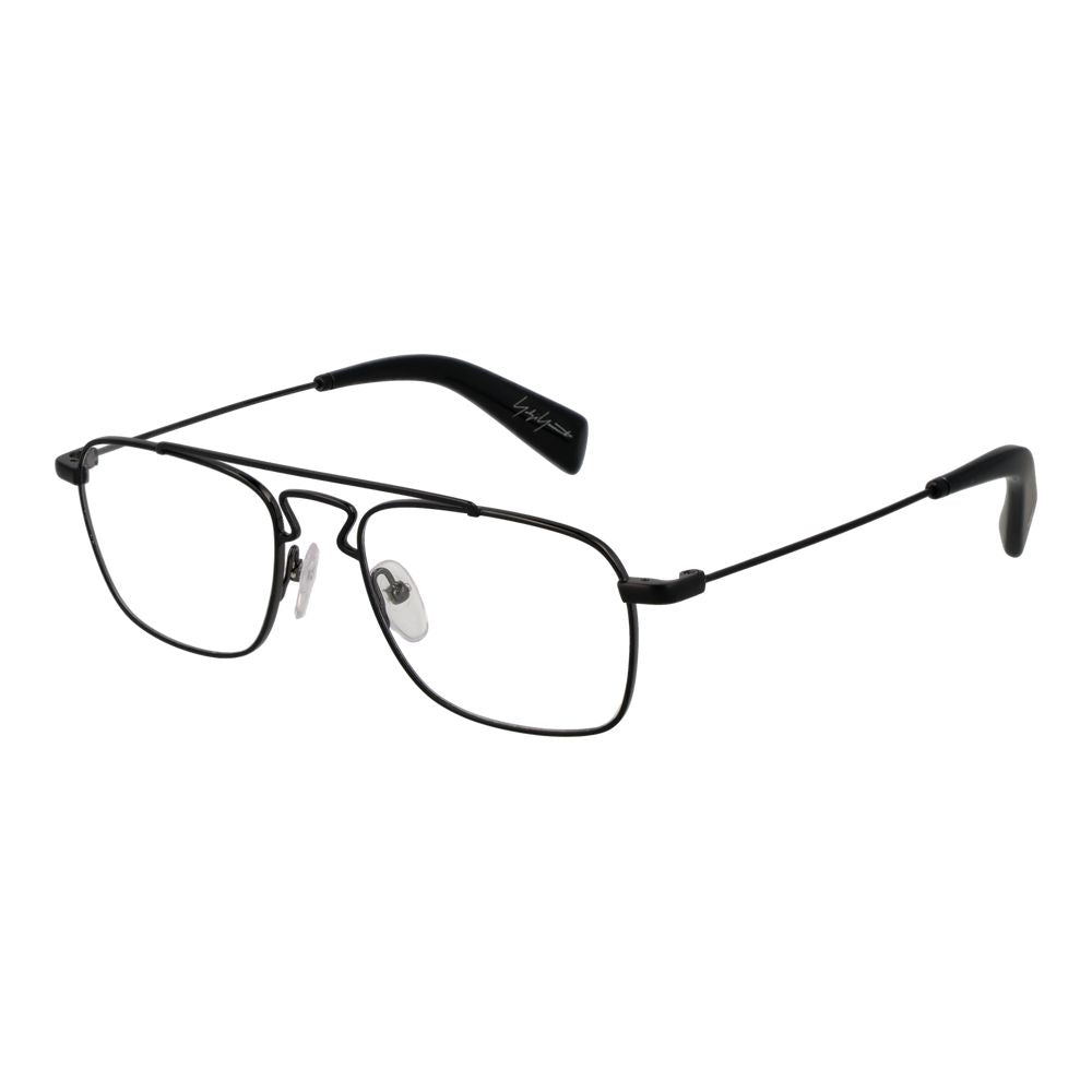 Yohji Yamamoto black metal glasses frames with sleek design and clear lenses, stylish eyewear for modern fashion.