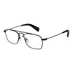 Yohji Yamamoto black metal glasses frames with sleek design and clear lenses, stylish eyewear for modern fashion.