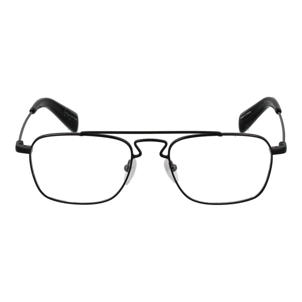 Yohji Yamamoto black metal glasses frames with sleek, minimalist design and clear lenses, stylish accessory for modern eyewear.