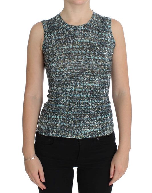 Dolce & Gabbana Blue Wool Sweater Sleeveless Pullover Dolce & Gabbana