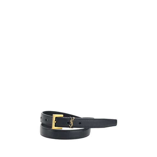 Saint Laurent Black Calf Leather Bos Taurus Thin Belt Saint Laurent