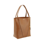 Chloé brown calf leather Bos Taurus shoulder bag with gold-tone hardware and top handle, stylish and elegant for everyday wear.