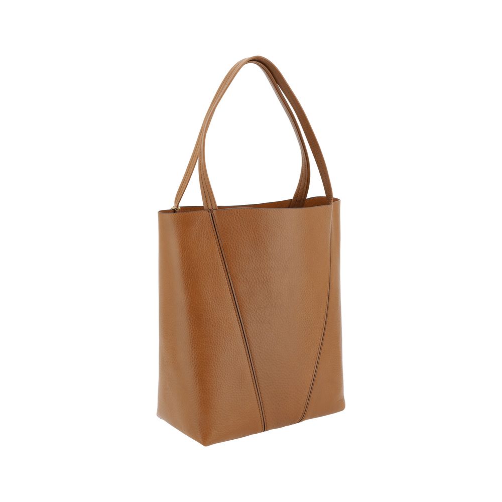 Chloé Brown Calf Leather Bos Taurus Shoulder Bag with gold hardware and adjustable strap, styled on a plain background.